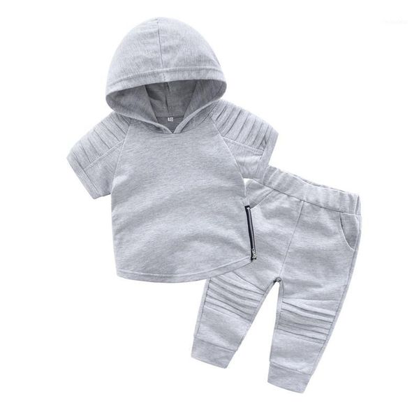 

clothing sets dfxd 1-5t kids boy clothes set summer cotton hooded sweatshirt+pant children sport suits 2pc toddler boys tracksuit1, White