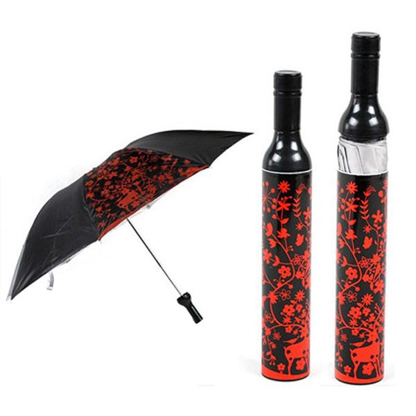Moda Garrafa de Vinho Guarda-chuva Portátil Dobrável Automático Sun-Rain UV Mini Guarda-chuva Resistente ao Vento Mulheres Homens Criativos Presentes-35 201112