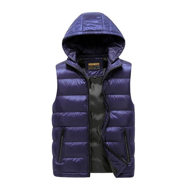 Homens de jaqueta sem mangas de inverno homens para baixo colete homens mornos quentes com capuz casacos masculinos de algodão acolchoado de algodão waistcoat gilet homme colete 5xl 201114