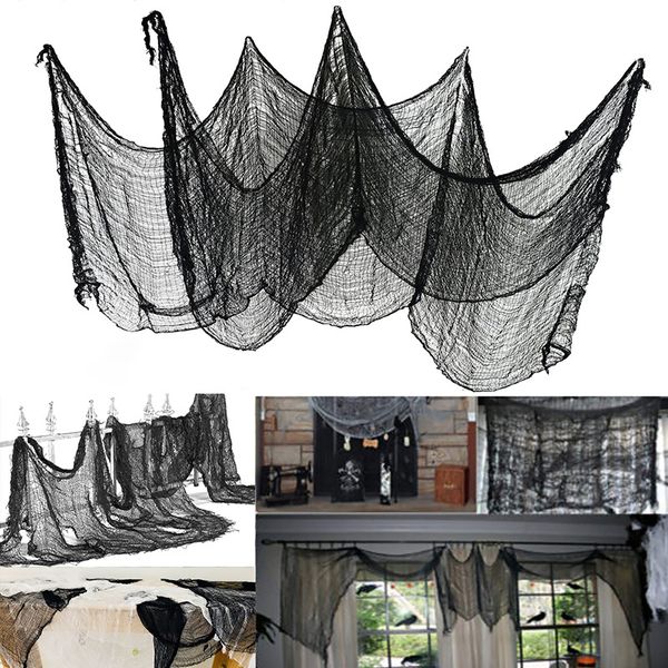 

wholesale halloween decoration gauze black gauze bar haunted house atmosphere decoration rags clothing closet terror gauze can be cut packag