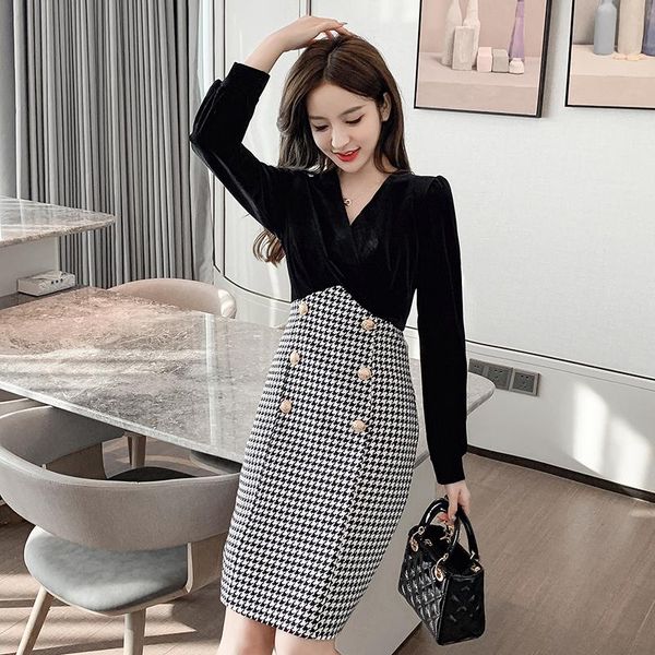 

coigarsam vintage patchwork women dress new dresses black 3686, Black;gray