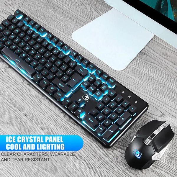 

jelly comb 2.4g wireless rechargeable mechanical keyboard led backlit gaming usb keyboard and mouse comb 104kyes set
