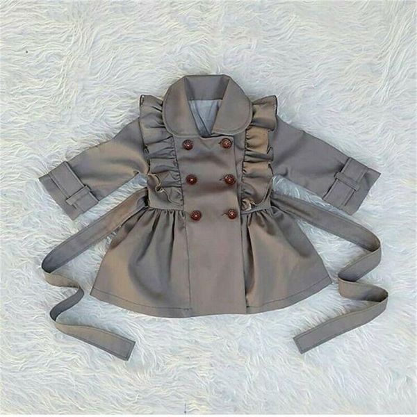 

berets kids baby girl child wind trench coat windbreaker parka overcoat outwear, Blue;gray