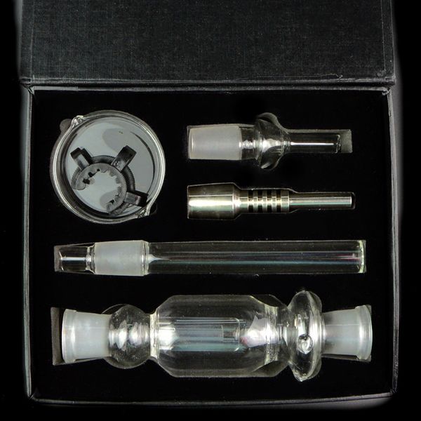 NC 14 milímetros 18 milímetros Dicas Titanium prego de vidro Kits Keck Clipe Mini NC Wax Oil Dab Rigs Nector Collector Straw Acessórios Água Pipes fumar fumo