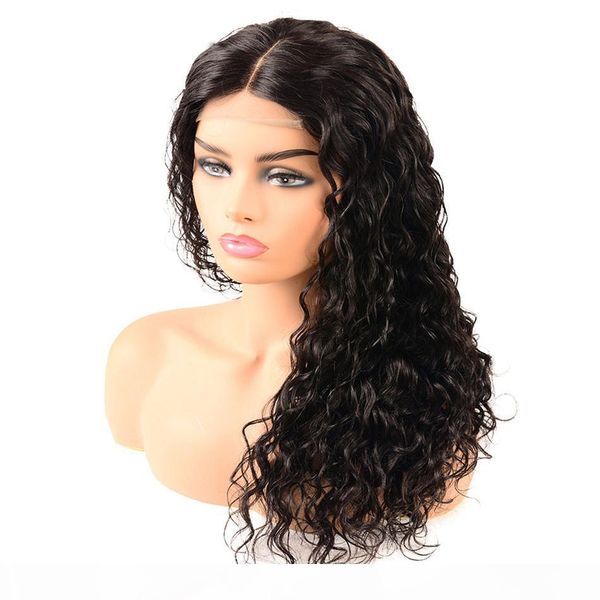 

lace front wigs 4x4 lace human hair wigs water wave peruvian indian brazilian malaysian virgin hair wigs, Black;brown