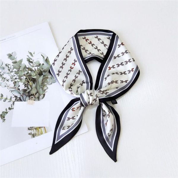 

design spring belt striped skinny scarf women bag neck silk scarf for ladies foulard hair headband, Blue;gray