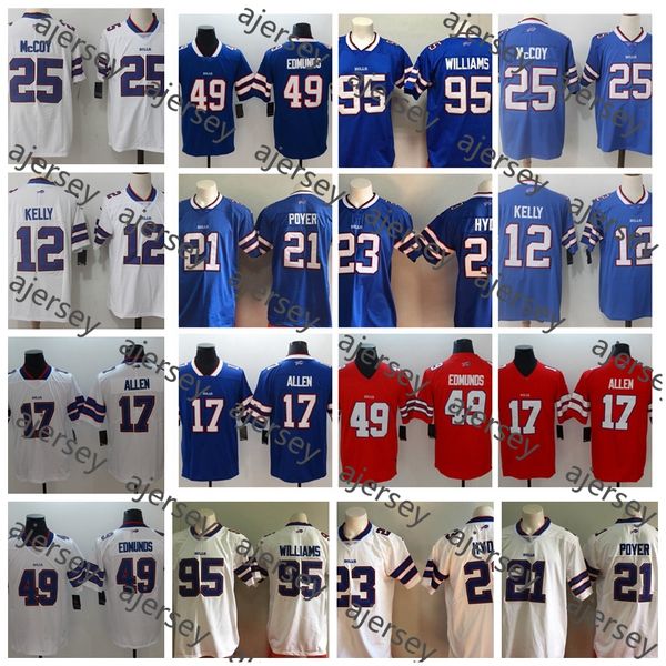 

2020 buffalo bills men 12 jim kelly jersey 25 lesean mccoy 21 poyer 95 kyle williams 23 micah hyde vapor untouchable football jersey, Black;red