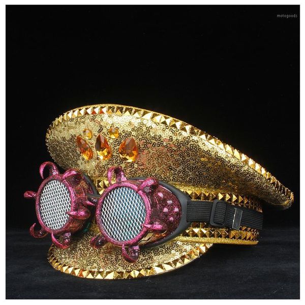 

wide brim hats men women fashion hat with pink metal classes performance captain 3 size1, Blue;gray