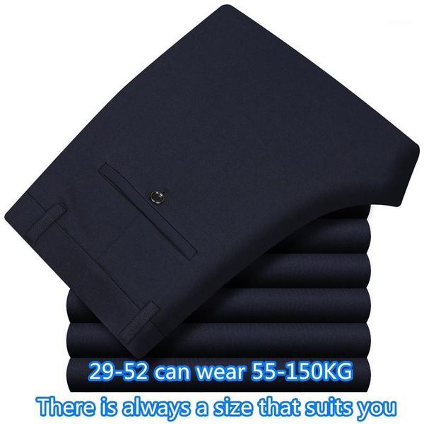

men's extra-large padded formal suit pants business casual high waist elasticity plus size trousers fashion straight long pants1, White;black