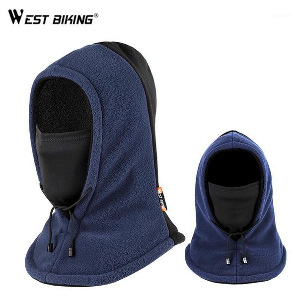 

cycling caps & masks west biking winter balaclava thermal fleece hood hat ski soft headwear outdoor sports face covers mask neck warmer snoo, Black