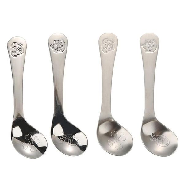 

curved baby spoon toddler utensils flatware 304 stainless steel kids training learning eating food first metal spoons