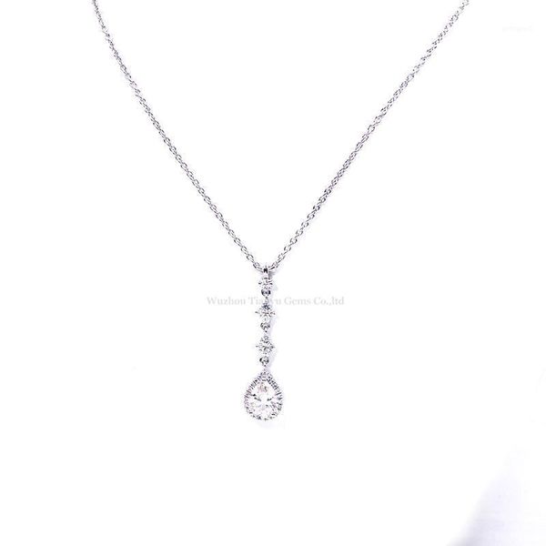

chains tianyu gems silver necklace 6*8mm pear moissanite pendant 1.3ct gh vs diamond sparkle classic women bridal jewelry trendy gifts1