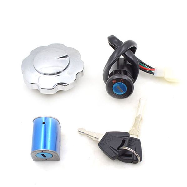 

motorcycle 4-wire ignition switch lock + fuel tank cap + steering lock kit with yemoto honda cg125 cg 125 special plug