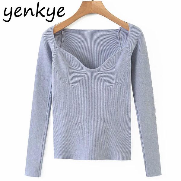 

fashion women candy-color knit blouse v neck long sleeve slim basic autumn blouses streetwear xds6759, White