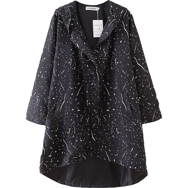 

spring trench coat for women plus size hooded full sleeve asymmetric length zipper women's jacket coat women 2020 1026, Tan;black