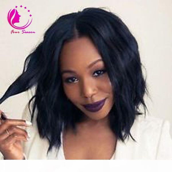 

peruvian natural wave bob wigs natural hairline glueless human hair full lace wigs unprocessed human hair lace front wigs for black women, Black;brown