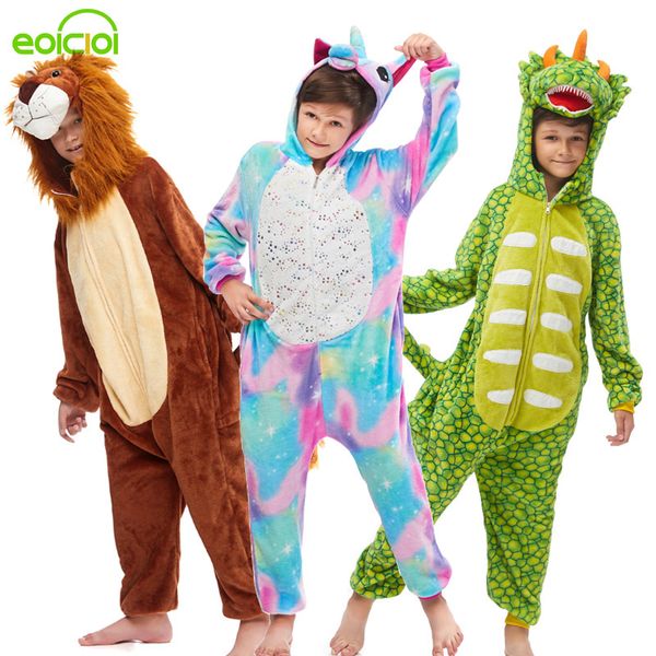 

новый kigurumi динозавр пижамы дети мальчики девочки животные unicorn пижамы зима дети сладкий рождество пижама набор одежды c1019, Blue;red