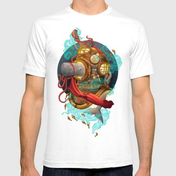 

deep sea diver новая мода мужские футболки с коротким рукавом весёлые новизны tshirt тройники вершины спорта с капюшоном hoodie