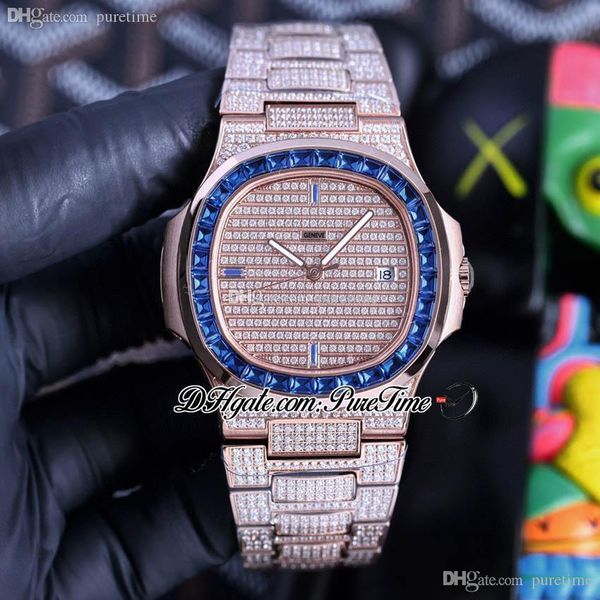 TWF Blue Gem 5719 PP324 A324 Автоматические мужские часы для часа розового золота