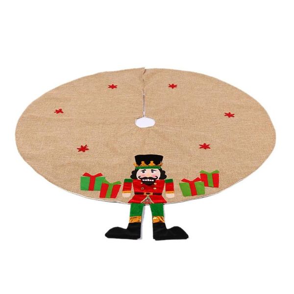 

122 cm christmas tree skirt christmas tree decoration chic linen carpet floor mat linen hanging foot walnut soldier skirt