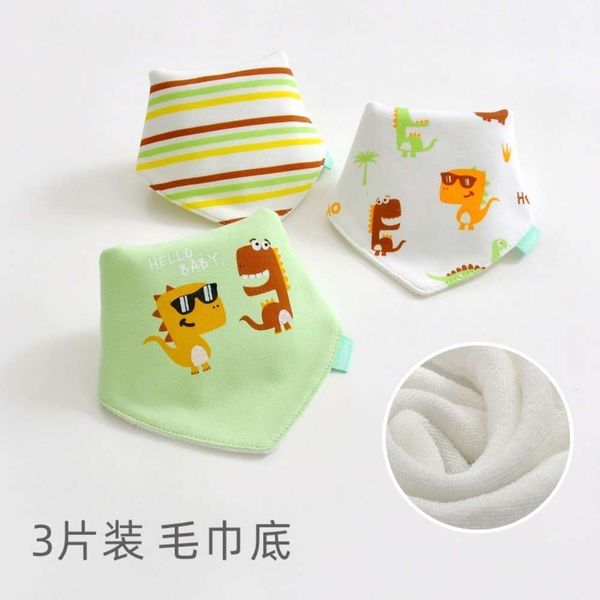 

button bib triangle baby cotton children saliva towel bottom, Red;brown