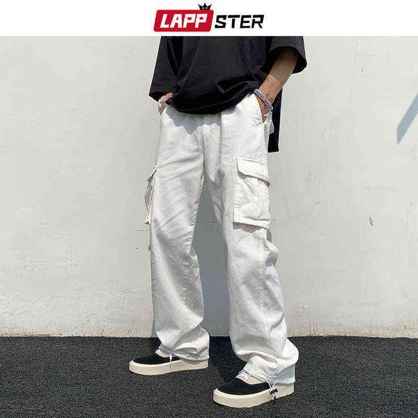 

lappster men solid cargo baggy y2k joggers pants 2021 mens streetwear japanese fashion sweatpants male hip hop pockets 2xl 0214, Black