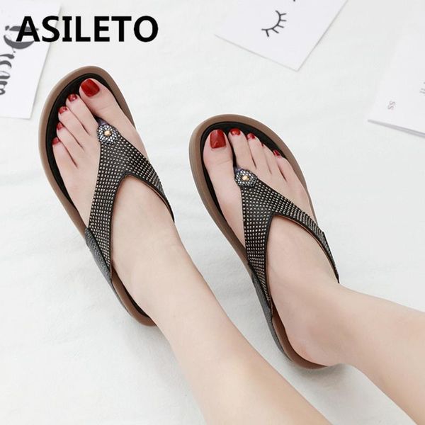 

asileto new 2021 women sandals clip toe 4cm wedge heels platform crystal bling stylish soft slip-on big size 35-42 beach s21521, Black