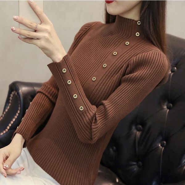 

jiayan women's sweater half high collar pullover sweater thicken 2020 autumn and winter new long-sleeved slim bottoming shirt, White;black