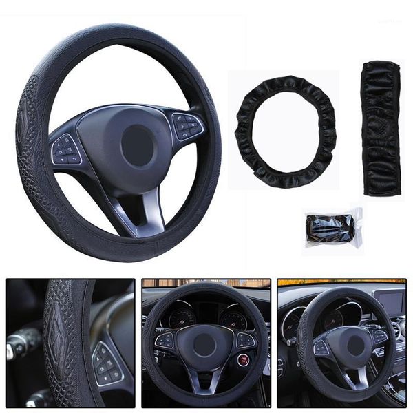 

black steering wheel cover imitation leather general durable environmentally1