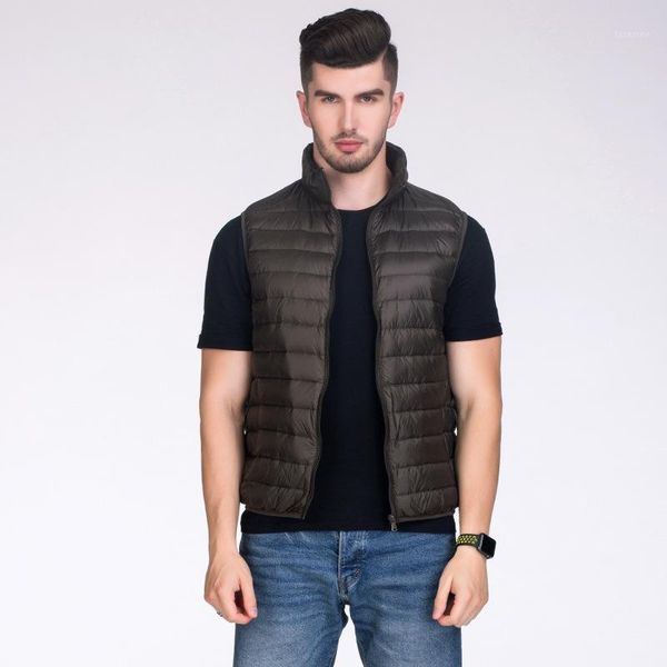 

men sleeveless down jacket outdoor coat thicken sleeveless zipper duck down vest for male winter warm overcoat large size 3xl1, Black