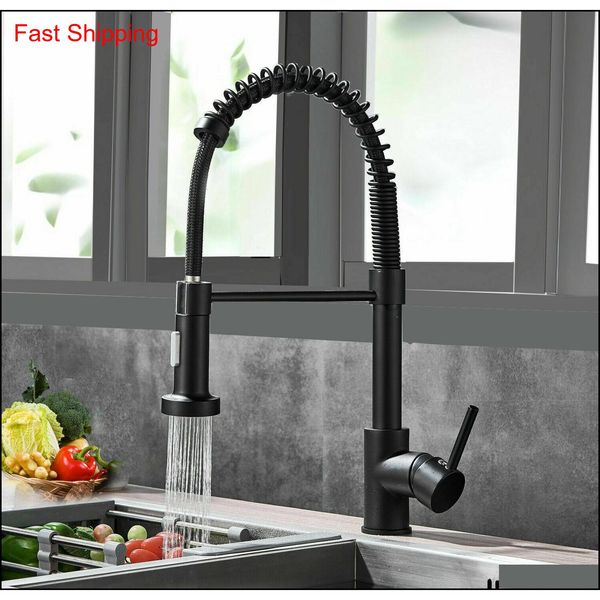 

matte black kitchen sink faucet single handle pull down sprayer mixer tap vob1p