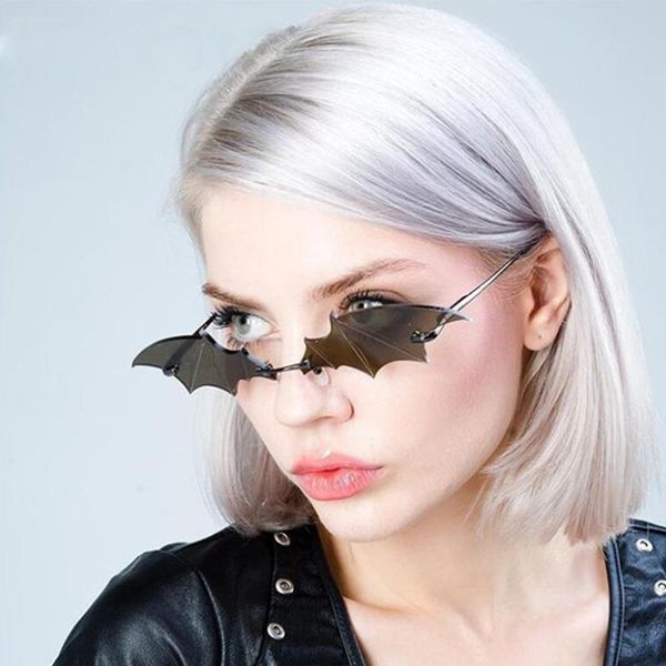 

sunglasses fashion bat for men and women, vintage rimless sunglasses, unique uv40, White;black