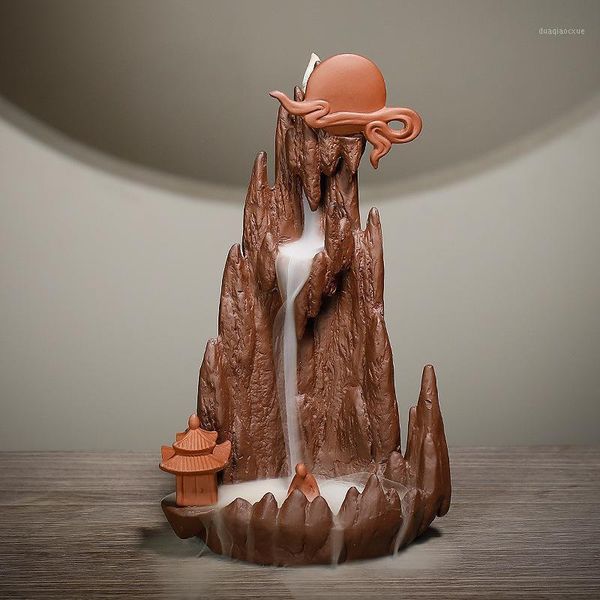 

fragrance lamps chinese moutain smoke waterfall incense holder lofty mountains and flowing water ceramic censer home office stick holder1