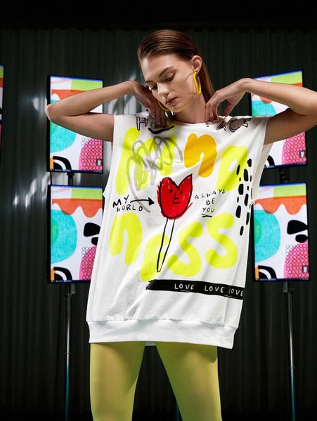 

x daydreams and ice creams graffiti print tape detail cut out back sweatshirt i8ym#, White;black