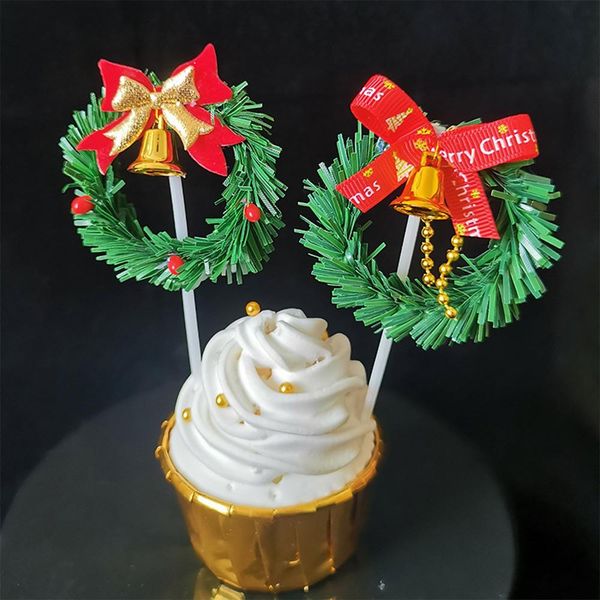 

amawill 5 pcs merry christmas cake er santa claus cup cake decorations christmas party tree snowman flag decor supplies wmtuqs