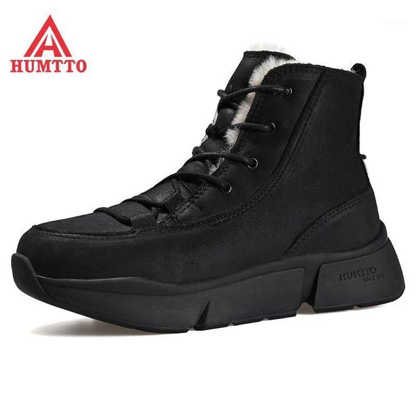 

humtto 2020 brand winter wool snow boots for women genuine leather designer fashion casual ankle boots woman warm platform shoes1, Black
