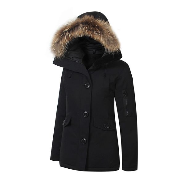 

2020 brand new womens waterproof down jacket winter coat warm montebello parka ladies fashion real raccoon fur canada usa jacket, Black