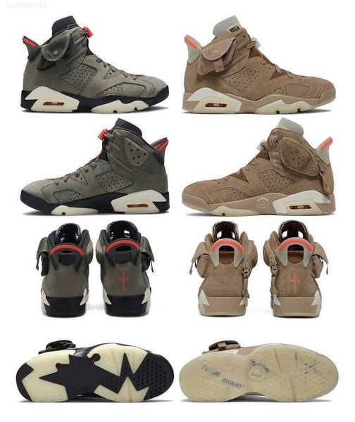 

2022 authentic travis scotts 6 british khaki shoes cactus jack medium olive 3m reflective glow in the dark 6s ts sp men women dress sneakers, Black