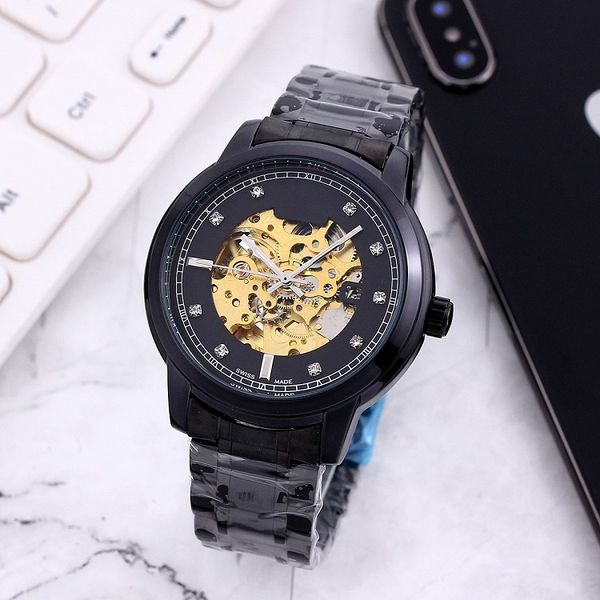 

2022 new three stitches automatic mechanical watch fashion watches mens sport watch steel belt wristwatches montre gift, Slivery;brown