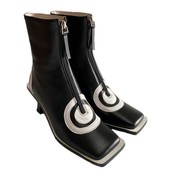 

2021 новая кожаная подлинная обувь сексуальная лодыжка high toe black boots 40 o692