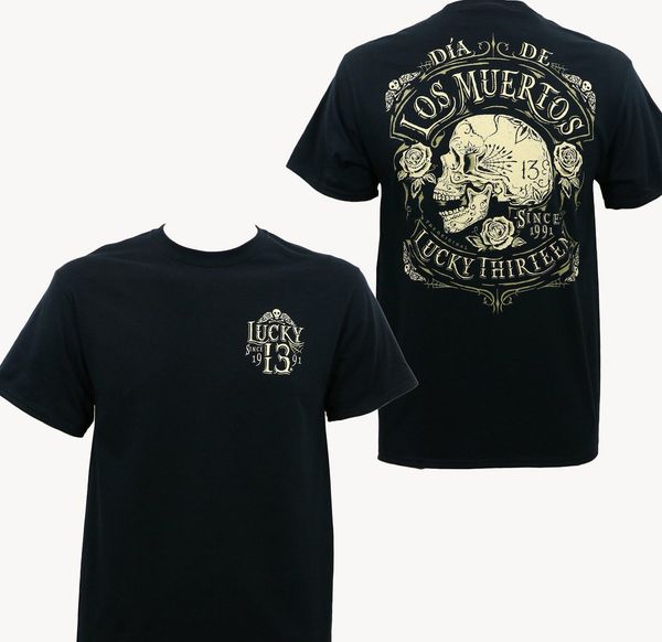 

cotton t shirt fashion t shirt authentic lucky 13 dead skull dia de los muertos t shirt s m l xl 2xl 3xl new sport hooded sweatshirt hoodie