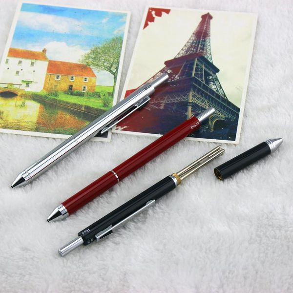 Canetas esferográficas 1 pcs 4 cor de tinta Creative Ball-Point Pen Office Negócios Bola Estudante Presente 0.5mm Metal Lápis