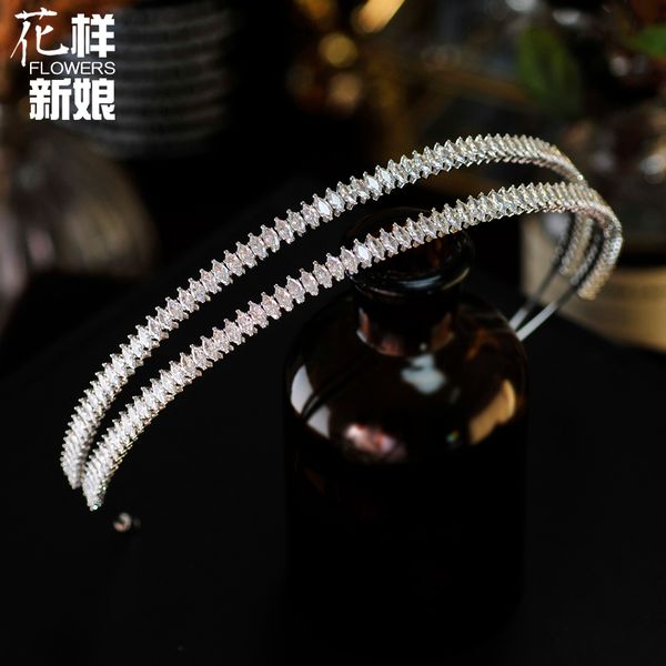 

богатых женщины французской невесты корона двойной головы темперамент фея циркон обруч орнамент сладких волосы, Silver