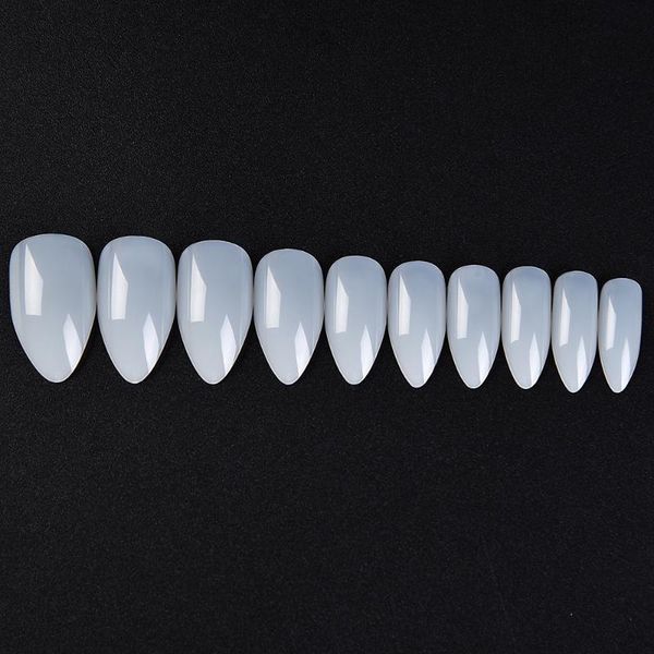 

kads 500pcs/bag acrylic false nail art tips clear natural white sharp ending stiletto full cover salon for false nails tip tool, Red;gold