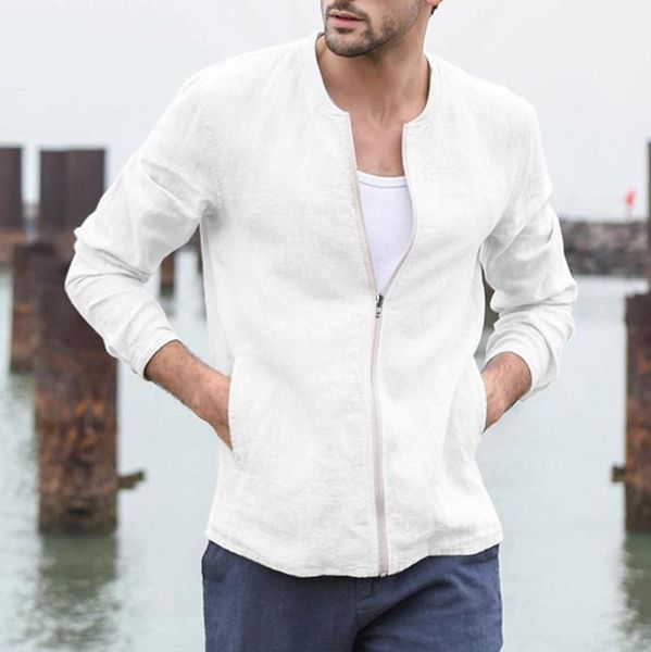 

men's shirt autumn winter cotton blend zipper streetwear long sleeve coat blouse outwear casual slim fit camisa masculina1, White;black