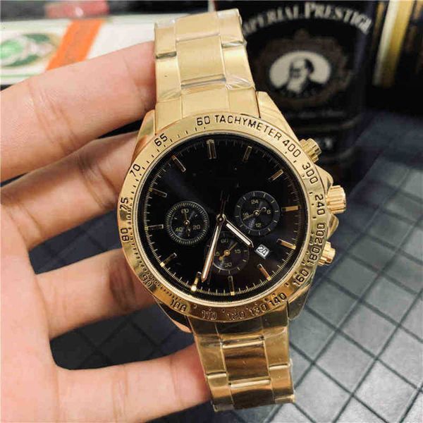 

steel band selling men's stainless men's six needle running second full function quartz watch, Slivery;brown