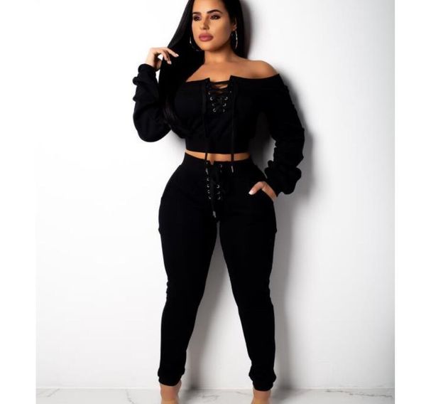 

2021 горячей продажи в европе и америке, моды случайные спортивный костюм с ушком и шнурок декольте костюм, White