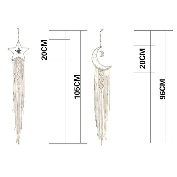 

macrame handmade tapestryboho hanging decoration ledwoven with dream catcher decormoonstar tassels home wall wmtcdy xhhair