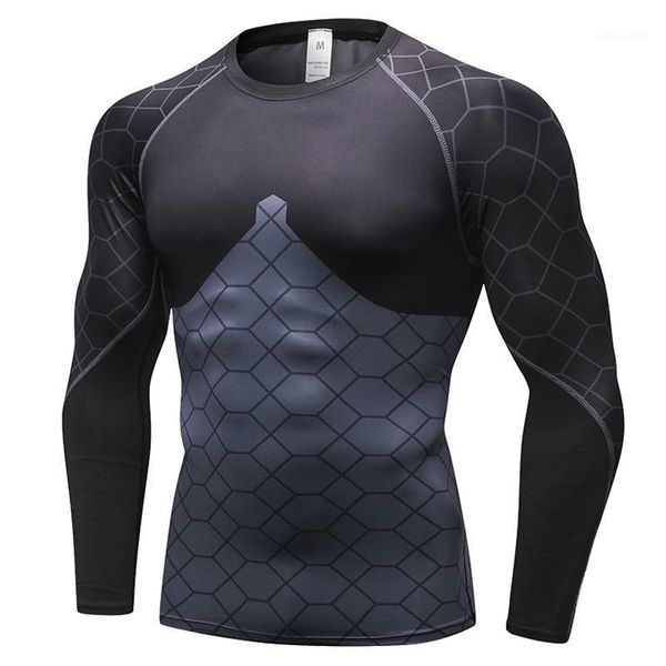 

running jerseys 2021 men's compression t shirt men long sleeve rashgard quick dry gym fitness sports tights sportswear1, Black;blue