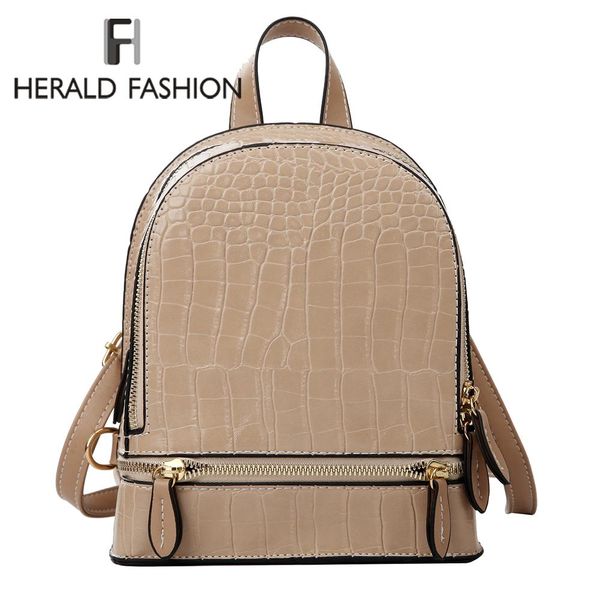 

herald fashion mini backpack women stone pattern leather backpacks for teenage girls small back pack ladies casual zipper 2019 yxlgzt